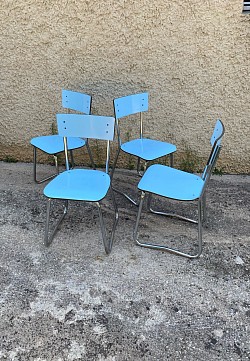 Chaises modernistes Formica et métal 1940