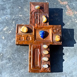 Arts & crafts crucifix pierres semi précieuses