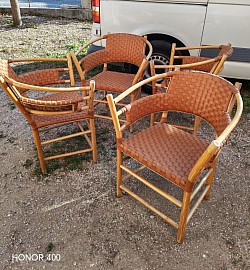 Larges fauteuils cuir et bois danmark 1980