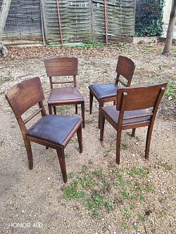 Chaises régionalistes 1930 assises cuir