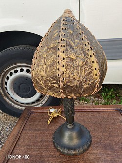 Lampe arts & crafts metal abat jour laiton gauffre